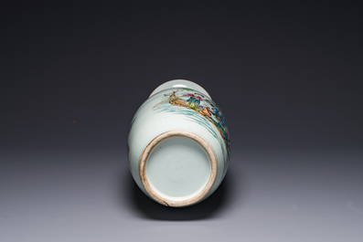 A Chinese famille rose vase, signed Pan Bintang 潘肇唐, dated 1918