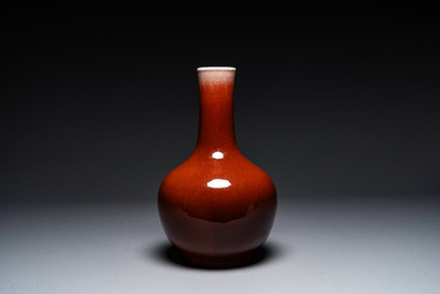 A Chinese copper-red-glazed bottle vase, 19th C.