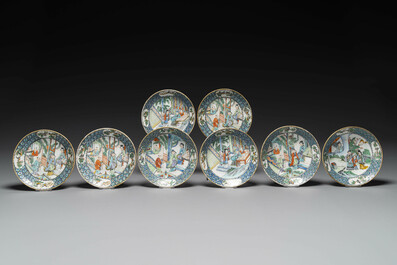 A rare Chinese Canton famille verte 27-piece tea service, 19th C.