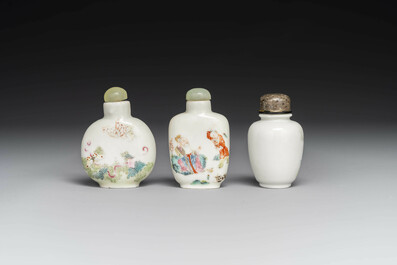 Three various Chinese famille rose snuff bottles, Daoguang mark and of the period
