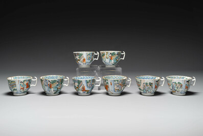 A rare Chinese Canton famille verte 27-piece tea service, 19th C.