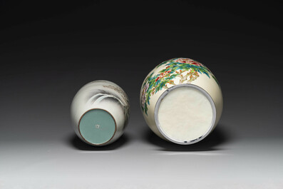 Two Japanese cloisonn&eacute; vases with floral design, Meiji/Taisho/Showa