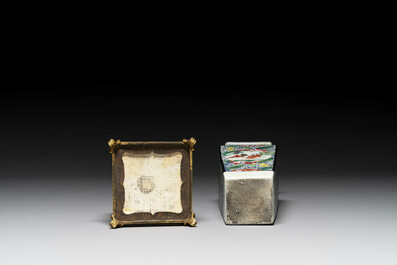 A square Chinese famille rose vase and stand with gilt bronze mount, Yongzheng