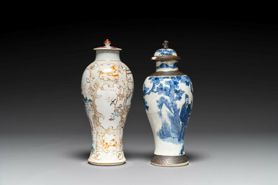 A varied collection of Chinese blue and white and famille rose porcelain, Qianlong and later