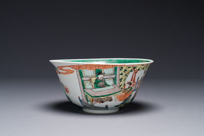 A Chinese famille verte bowl with narrative design, 19th C.