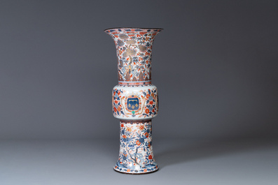 A monumental Imari-style 'gu' vase with the arms of the Duke of Orl&eacute;ans, Samson, France, 19th C.