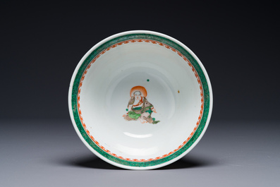 A Chinese famille verte bowl with narrative design, 19th C.