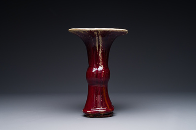 A Chinese quadrifoil flamb&eacute;-glazed 'zun' vase, Qianlong mark and of the period