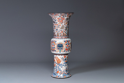 A monumental Imari-style 'gu' vase with the arms of the Duke of Orl&eacute;ans, Samson, France, 19th C.