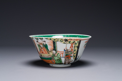 A Chinese famille verte bowl with narrative design, 19th C.