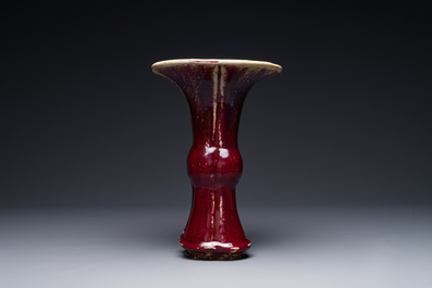 A Chinese quadrifoil flamb&eacute;-glazed 'zun' vase, Qianlong mark and of the period