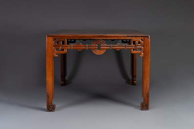 A large rectangular Chinese huanghuali wooden table, 19/20th C.