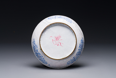 A Chinese Canton enamel plate with floral design, Yongzheng