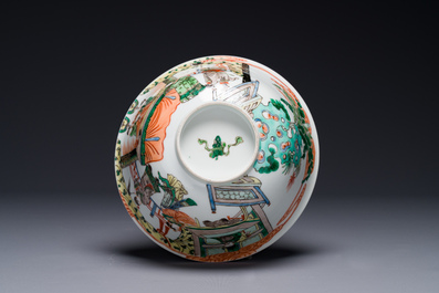 A Chinese famille verte bowl with narrative design, 19th C.