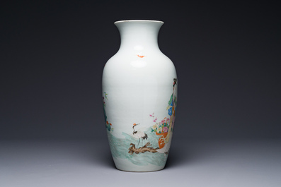 A Chinese famille rose 'Lan Caihe' vase, Qianlong mark and of the period