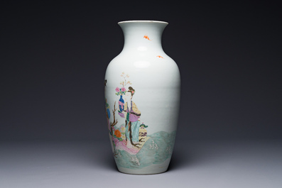 A Chinese famille rose 'Lan Caihe' vase, Qianlong mark and of the period