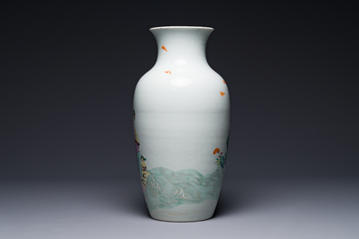 A Chinese famille rose 'Lan Caihe' vase, Qianlong mark, 19/20th C.
