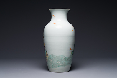 A Chinese famille rose 'Lan Caihe' vase, Qianlong mark and of the period
