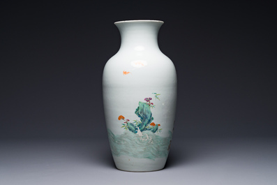 A Chinese famille rose 'Lan Caihe' vase, Qianlong mark and of the period