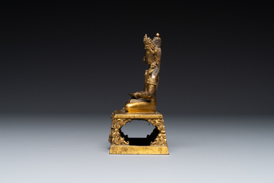 Bouddha Amitayus en bronze dor&eacute;, Sino-Tibet, Qianlong