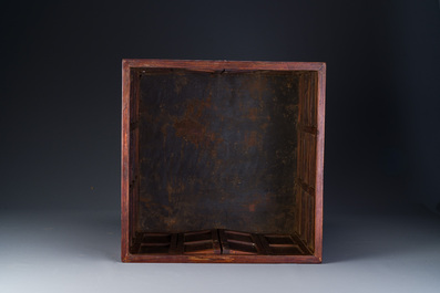 A rare Chinese huanghuali wood 'duo bao ge' cabinet of curiosities with chilong design, 18/19th C.