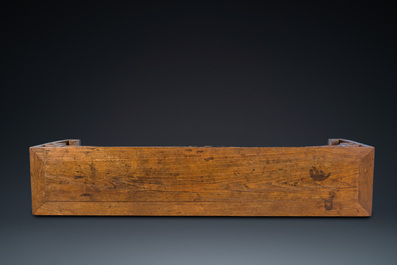 A large Chinese elm wood 'tiaoan' with geometric design, 19/20th C.