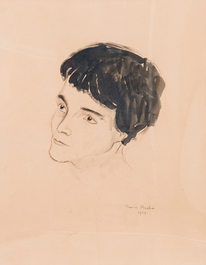 Francis Picabia (1879-1953): 'T&ecirc;te de jeune femme', dessin au crayon et aquarelle, dat&eacute; 1921