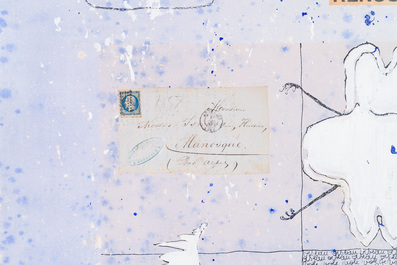 Christian Silvain (1950): 'Rencontres', mixed media and collage on paper, multiple (41/50), signed and dated 1992