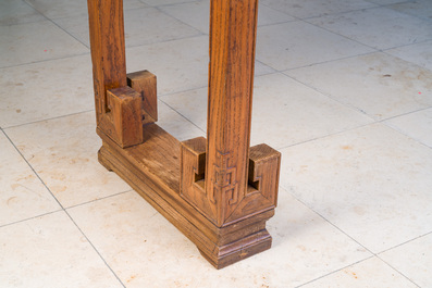 A large Chinese elm wood 'tiaoan' with geometric design, 19/20th C.