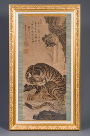 Watanabe Shusen (1736-1824): 'Tijger', inkt en kleur op papier