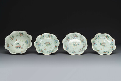 A varied collection of eight pieces of Chinese famille rose porcelain, 18/19th C.
