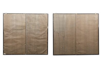 Two Japanese two-fold 'byobu' screens, Meiji, 19th C.