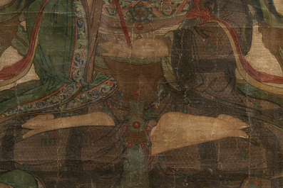 Ecole chinoise : Portrait d'Avalokitesvara, encre et couleur sur soie, Ming