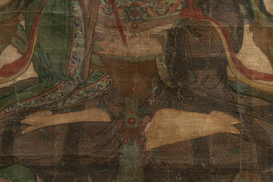 Chinese school: Portrait of Avalokitesvara, ink and colour on silk, Ming