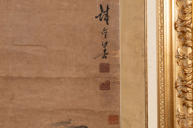 Hui Qishan 讳齐善: 'Pin et pies', encre sur papier, 19&egrave;me