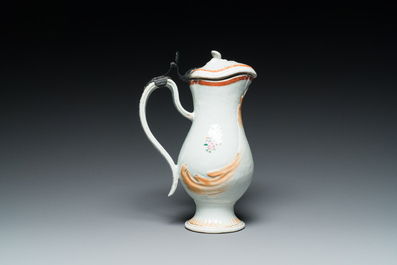 A rare Chinese export porcelain ewer and basin with crowned monogram 'RLI', Qianlong