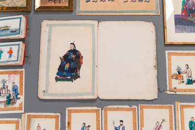 A varied collection of Chinese rice paper paintings with figures, Canton, 19th C.