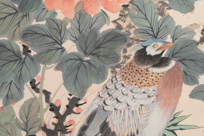 Tian Shiguang 田世光 (1916-1999): 'Birds and flowers', ink and colour on paper