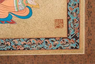 Zhang Daqian 張大千 (1898-1983): 'Bodhisattva', inkt en kleur op goudpapier