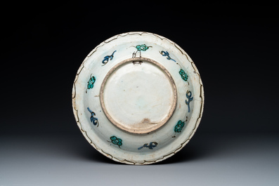 An exceptional polychrome Iznik pottery 'peacock' dish, Turkey, last quarter 16th C.