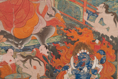 Deux thangkas repr&eacute;sentant Chakrasamvara et un roi Shambhala, Tibet, 18/19&egrave;me