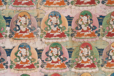 Twee thangka's met voorstelling van Chakrasamvara en een Shambhala-koning, Tibet, 18/19e eeuw