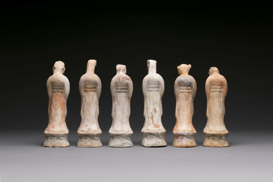 An impressive set of 12 Chinese cold painted terracotta zodiac figures, Ming