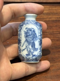 Five various Chinese blue and white snuff bottles, Yongzheng mark, 19/20th