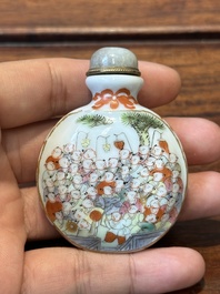 Three Chinese famille rose snuff bottles, Qianlong mark, 19th C.