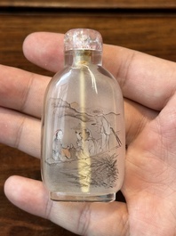 A Chinese inside-painted glass snuff bottle, Ma Shaoxuan 馬少宣 mark, 19/20th C.