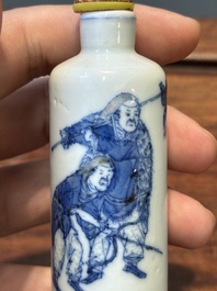 Five various Chinese blue and white snuff bottles, Yongzheng mark, 19/20th