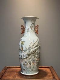 Vase en porcelaine de Chine qianjiang cai, sign&eacute; Wang Xingli 汪興黎, 19/20&egrave;me