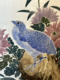 A Chinese polychrome-enamelled 'quail' vase, Xuantong mark, dated 1910