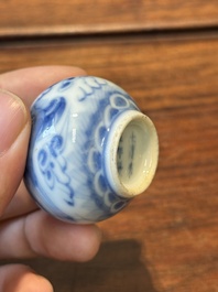 Five various Chinese blue and white snuff bottles, Yongzheng mark, 19/20th